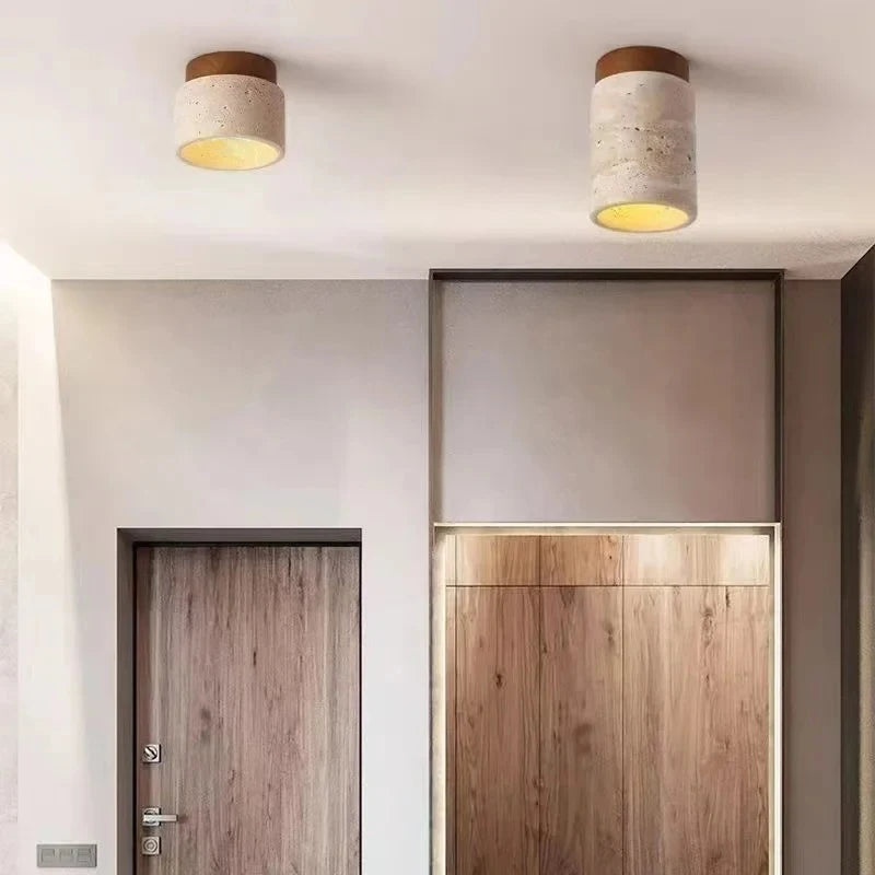 Yellow Travertine Wood Round LED Downlight