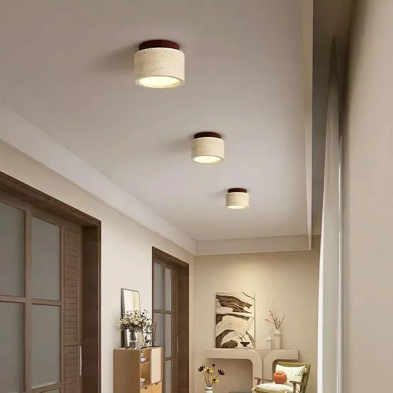 Yellow Travertine Wood Round LED Downlight