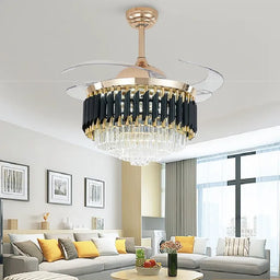 Dimmable LED Crystal Ceiling Fan Light