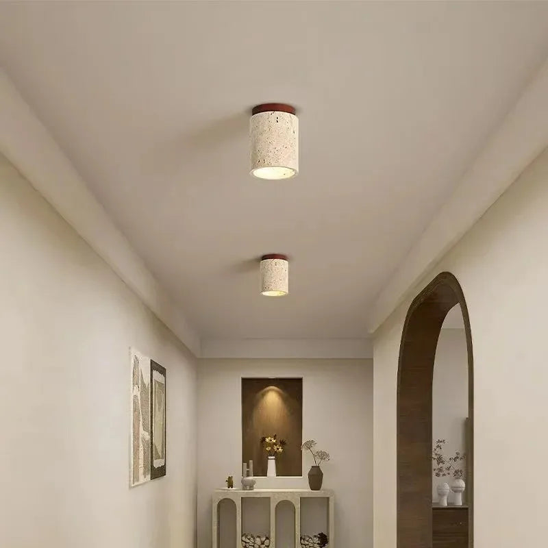 Yellow Travertine Wood Round LED Downlight