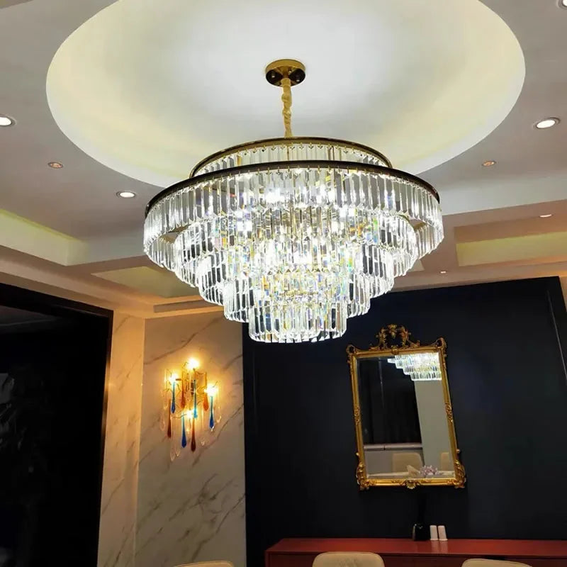 Gold Crystal 4-Light Round Chandelier