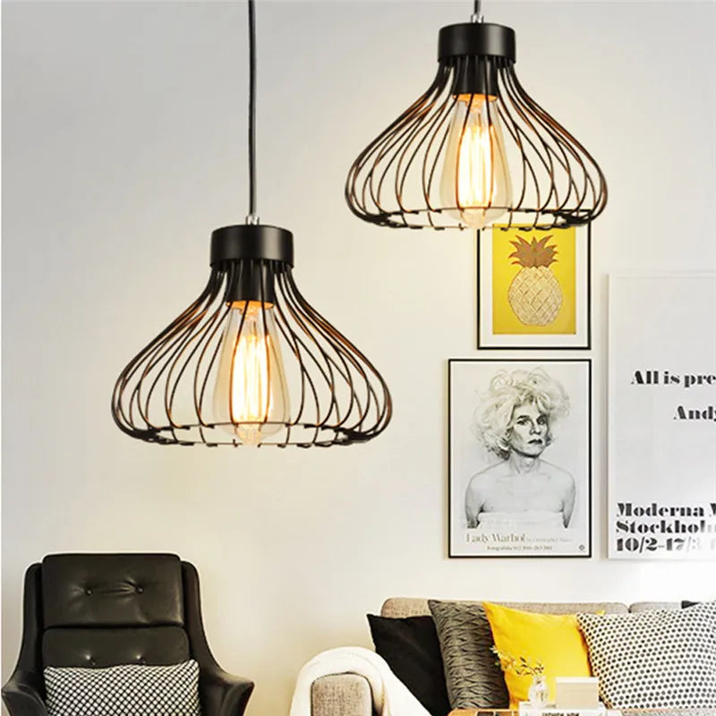Industrial Wrought Iron Ball Pendant Light