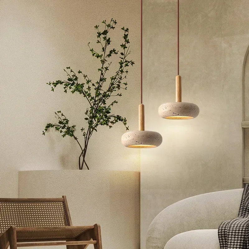 Natural Travertine Stone Pendant Light