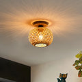 Retro Bamboo Woven 2-Light Ceiling Lamp