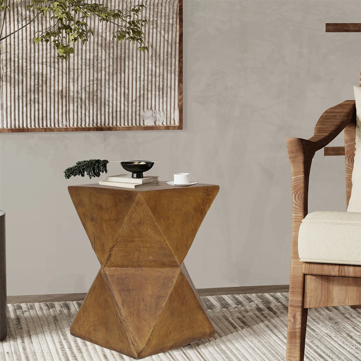 Lightweight Concrete Geometric Side Table