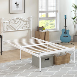 Twin Bed Frame with Headboard Metal Platform
