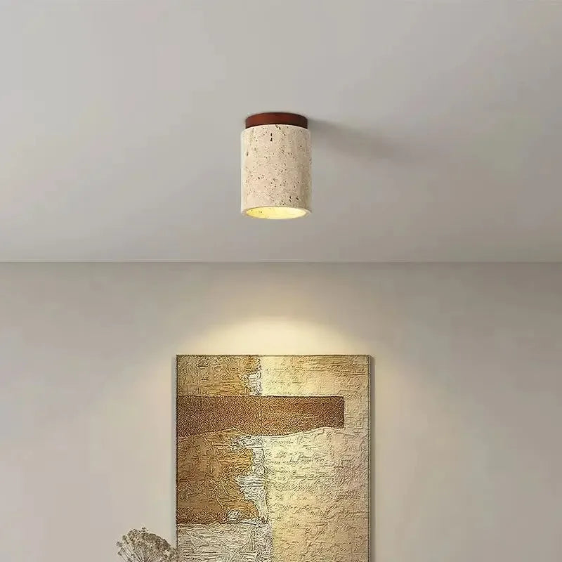 Yellow Travertine Wood Round LED Downlight