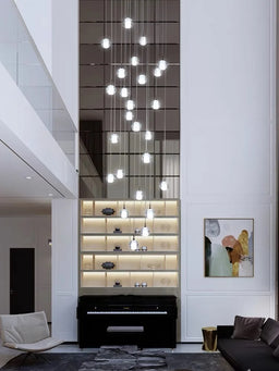 Glossy Crystal Ball Spiral Staircase Chandelier