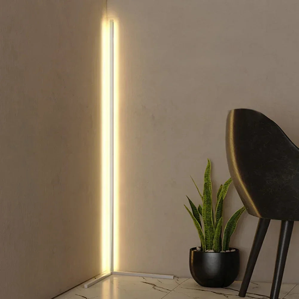 Modern LED Rod Corner Floor Lamp with Remote