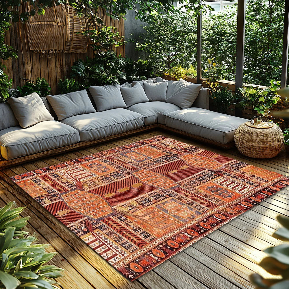 Vintage Persian Area Rug Oriental Carpet Non-Slip Floor Mat Boho Home Decor Turkish Kilim Traditional Design Durable Living Room