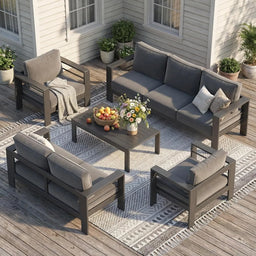 Oversized All-Weather Aluminum Patio Sofa Set
