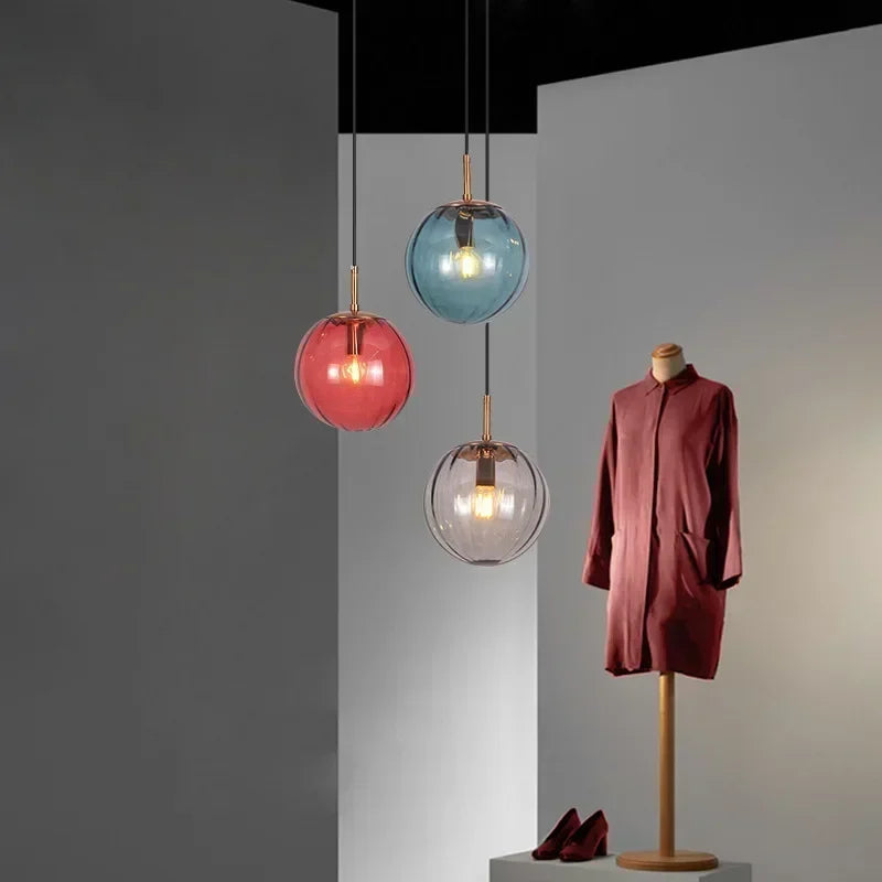 Stained Glass Ball Pendant Light