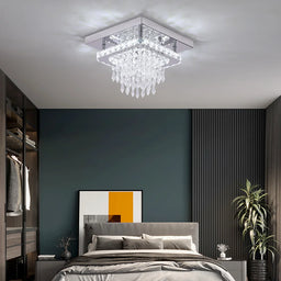 Square Crystal LED Flush Mount Light