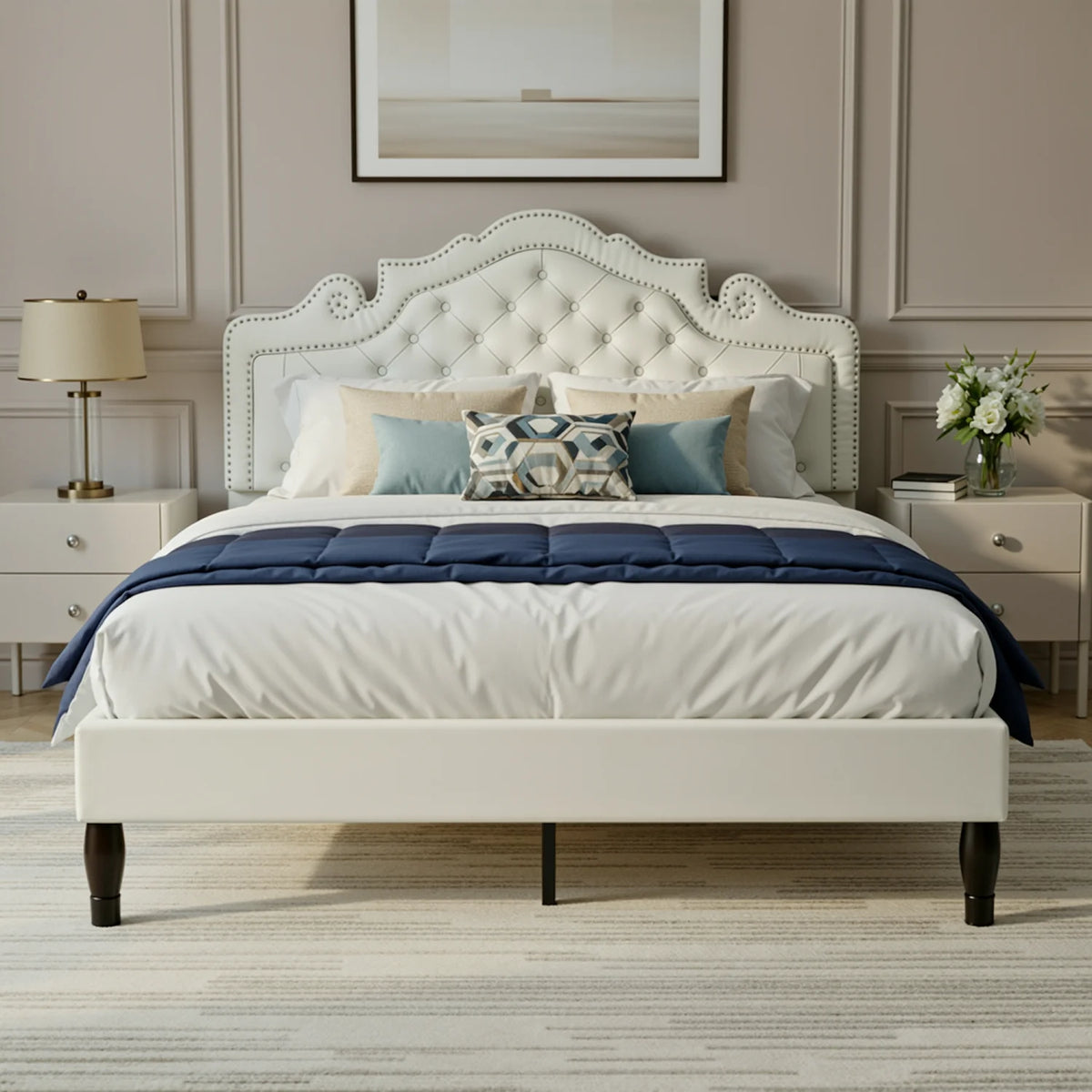Velvet Tiara Headboard Platform Bed