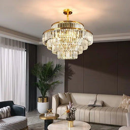 Gold Crystal 4-Light Round Chandelier
