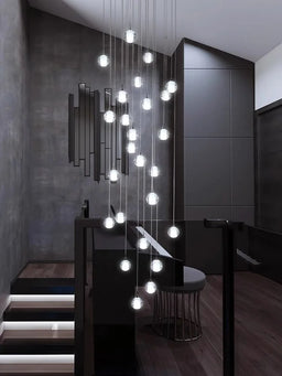 Glossy Crystal Ball Spiral Staircase Chandelier