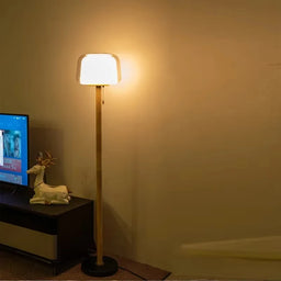 Modern Glass & Wood Floor Lamp
