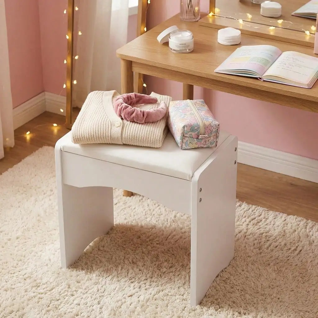 Upholstered Vanity Stool with Storage