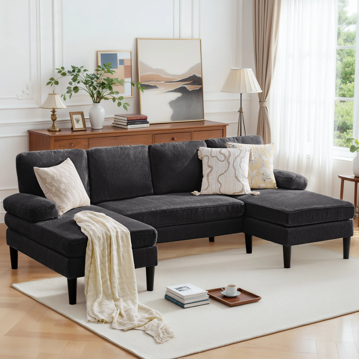 U-Shaped Sectional Sofa in living room