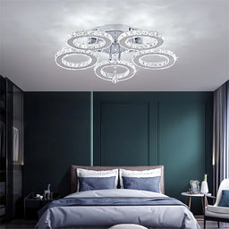 Chrome Crystal Ring LED Pendant Chandelier