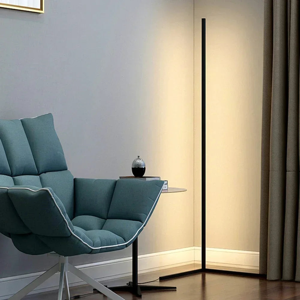 Modern LED Rod Corner Floor Lamp with Remote
