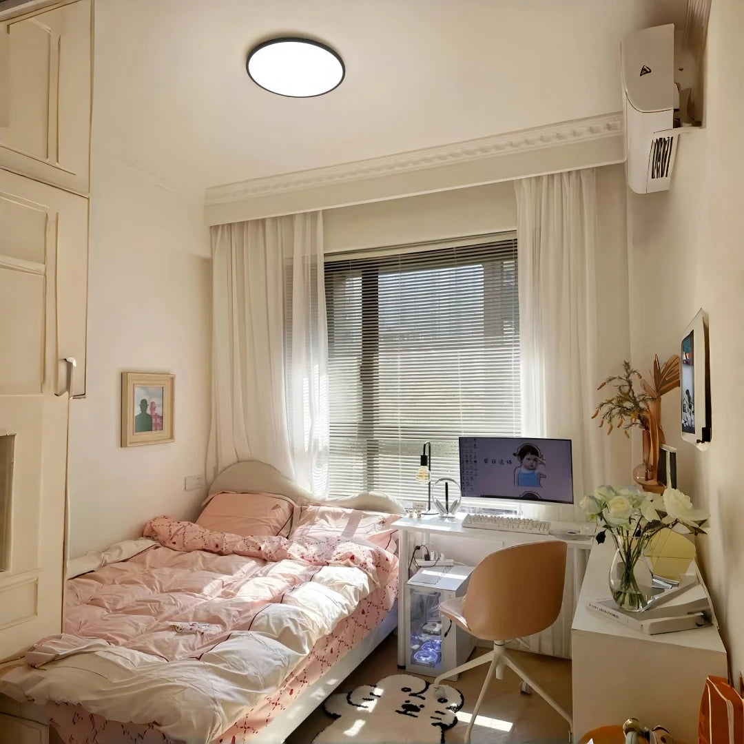 Minimalist White Round Flush Mount Light