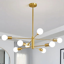 Household Living Room Chandelier Light 6/8/10/12 Lamps Heads Modern Dining Room Bedroom Gold/Black Ceiling Chandelier Lamp E27
