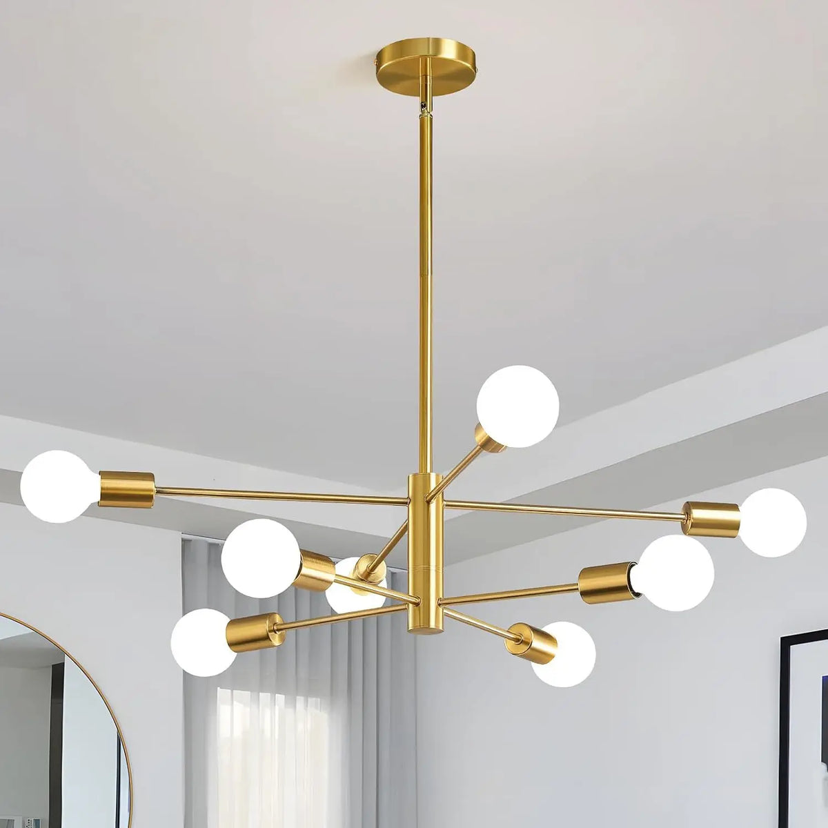 Modern Shadeless Chandelier, 6/8/10/12-Light