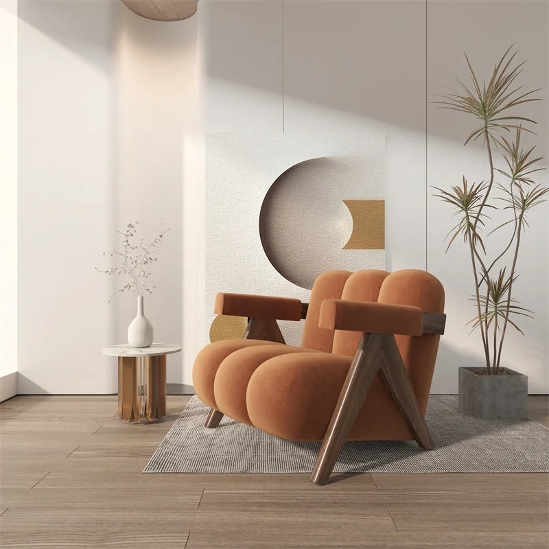 Nordic Wood Fabric Armchair