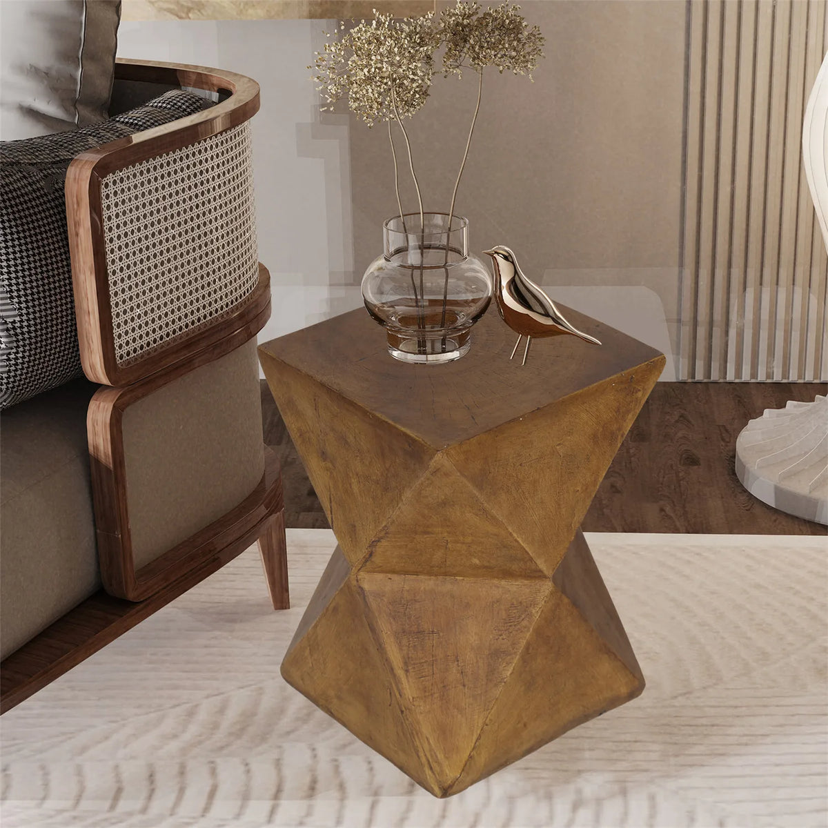 Lightweight Concrete Geometric Side Table