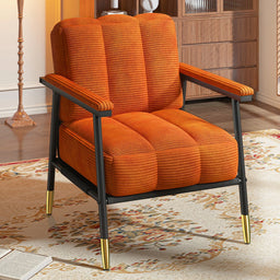 Mid-Century Accent Chair orange corduroy