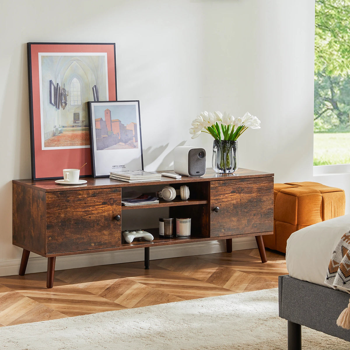 Wooden Fireplace TV Stand for 60-Inch TVs