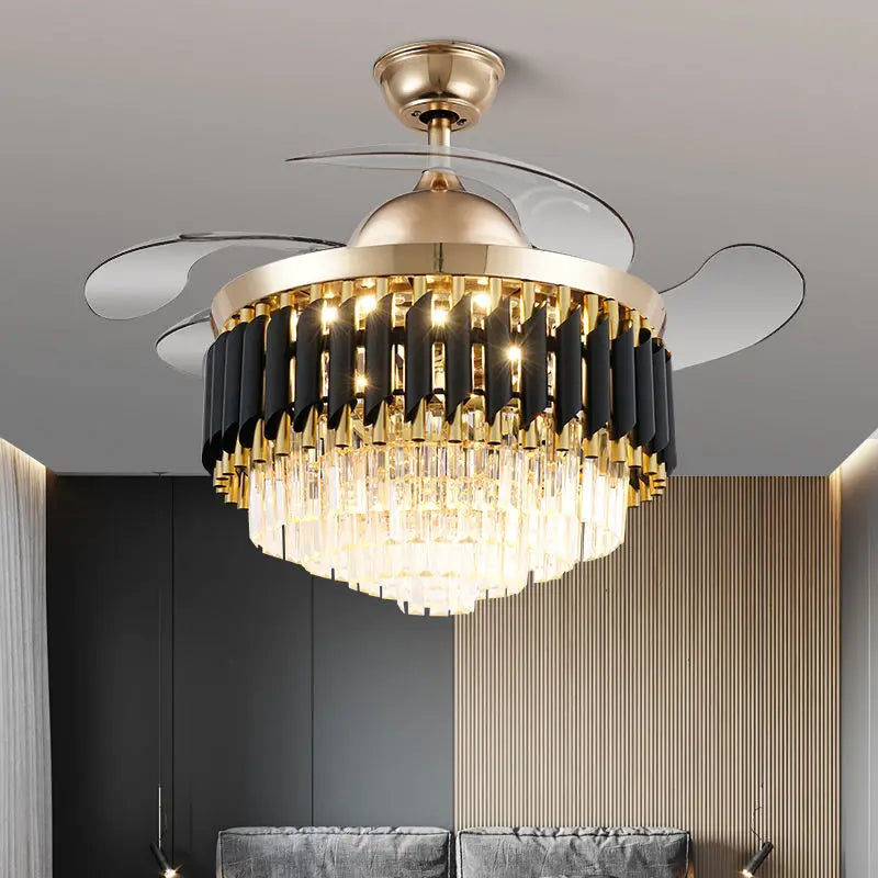 Dimmable LED Crystal Ceiling Fan Light