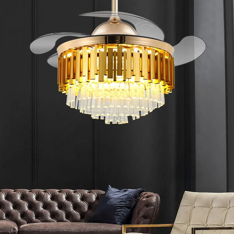 Dimmable LED Crystal Ceiling Fan Light