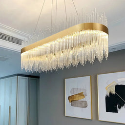 Gold Glass Dimmable LED Pendant Chandelier