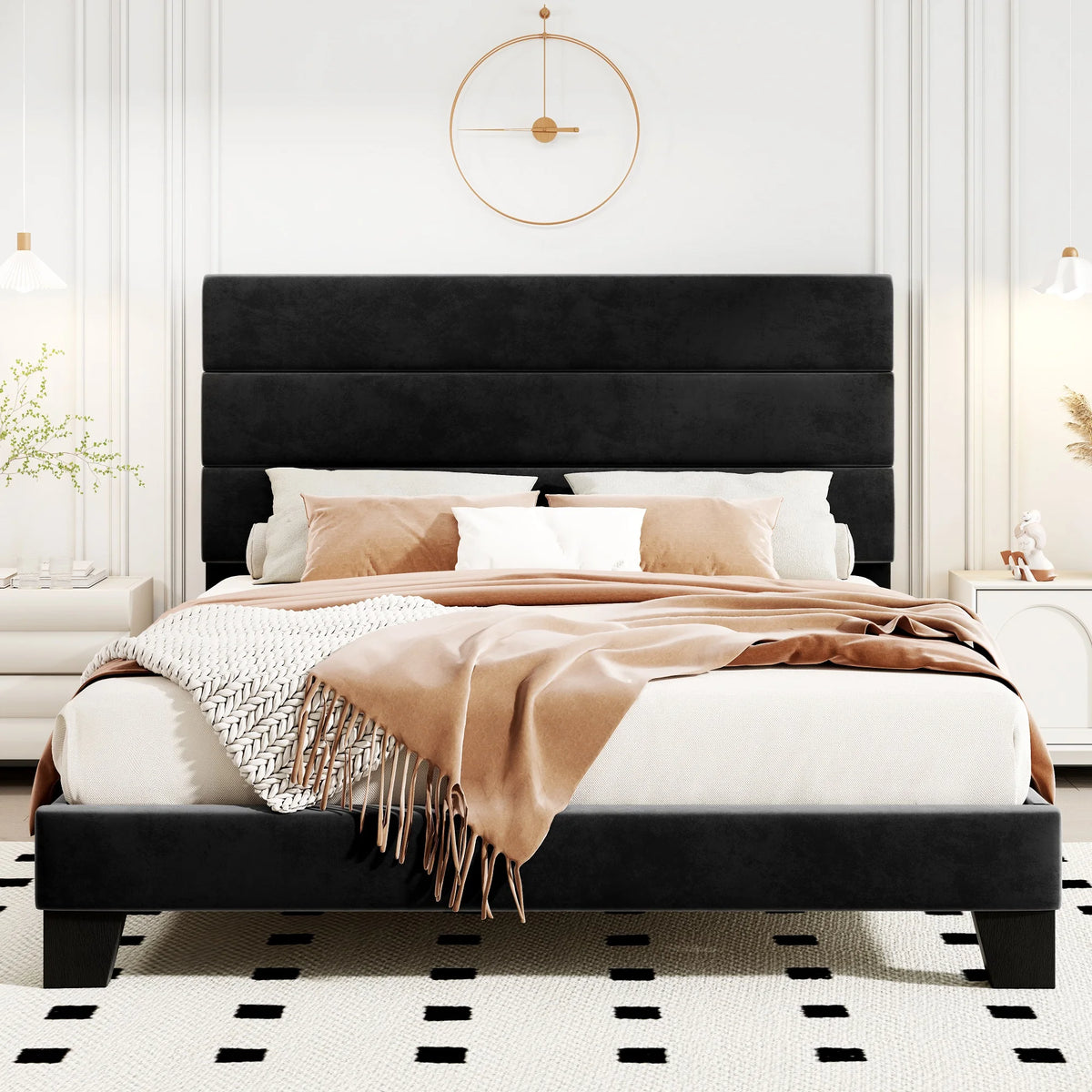 Linen Upholstered Platform Bed Frame