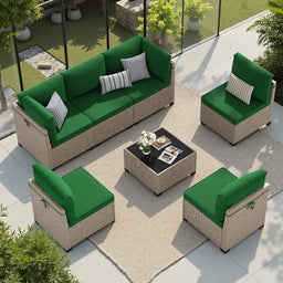 7-Piece Rattan Patio Sectional Sofa Set