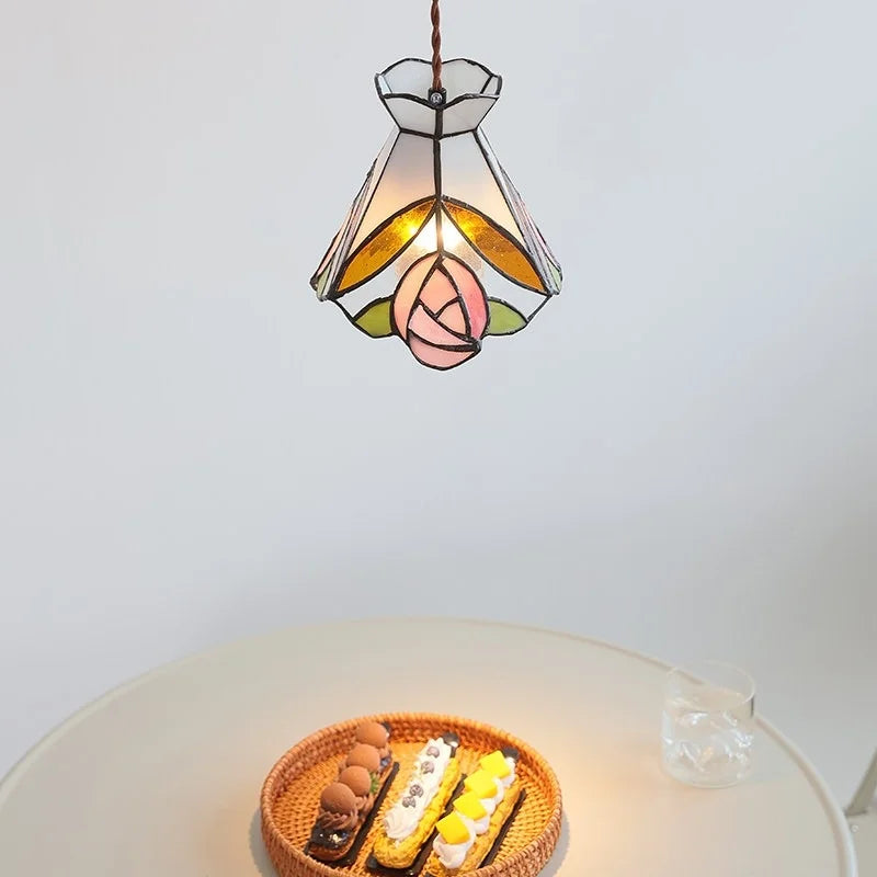 Tiffany Flower Stained Glass Pendant Light
