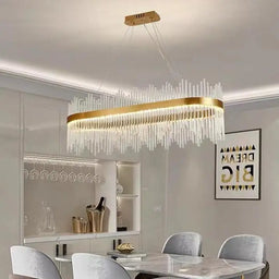 Gold Glass Dimmable LED Pendant Chandelier