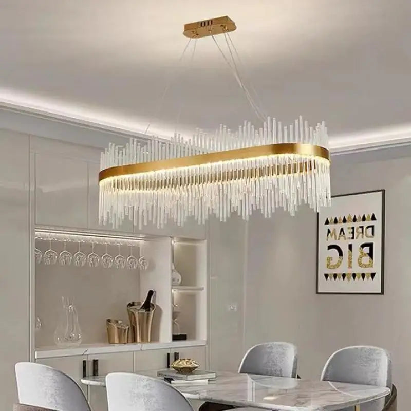 Gold Glass Dimmable LED Pendant Chandelier