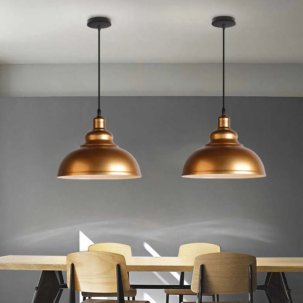 Rustic Gold Industrial Dome Pendant Light