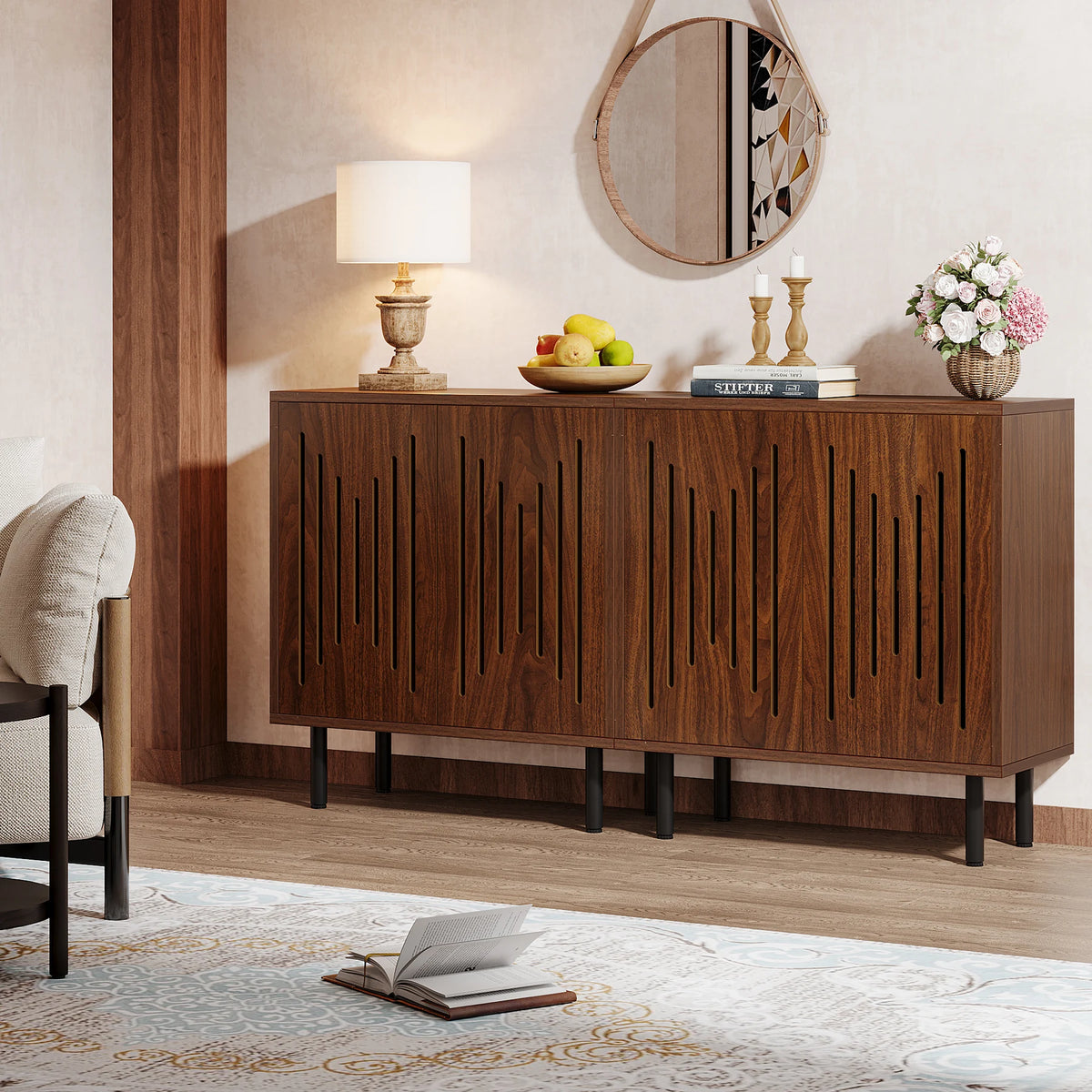 59-Inch Farmhouse Sideboard, Set of 2