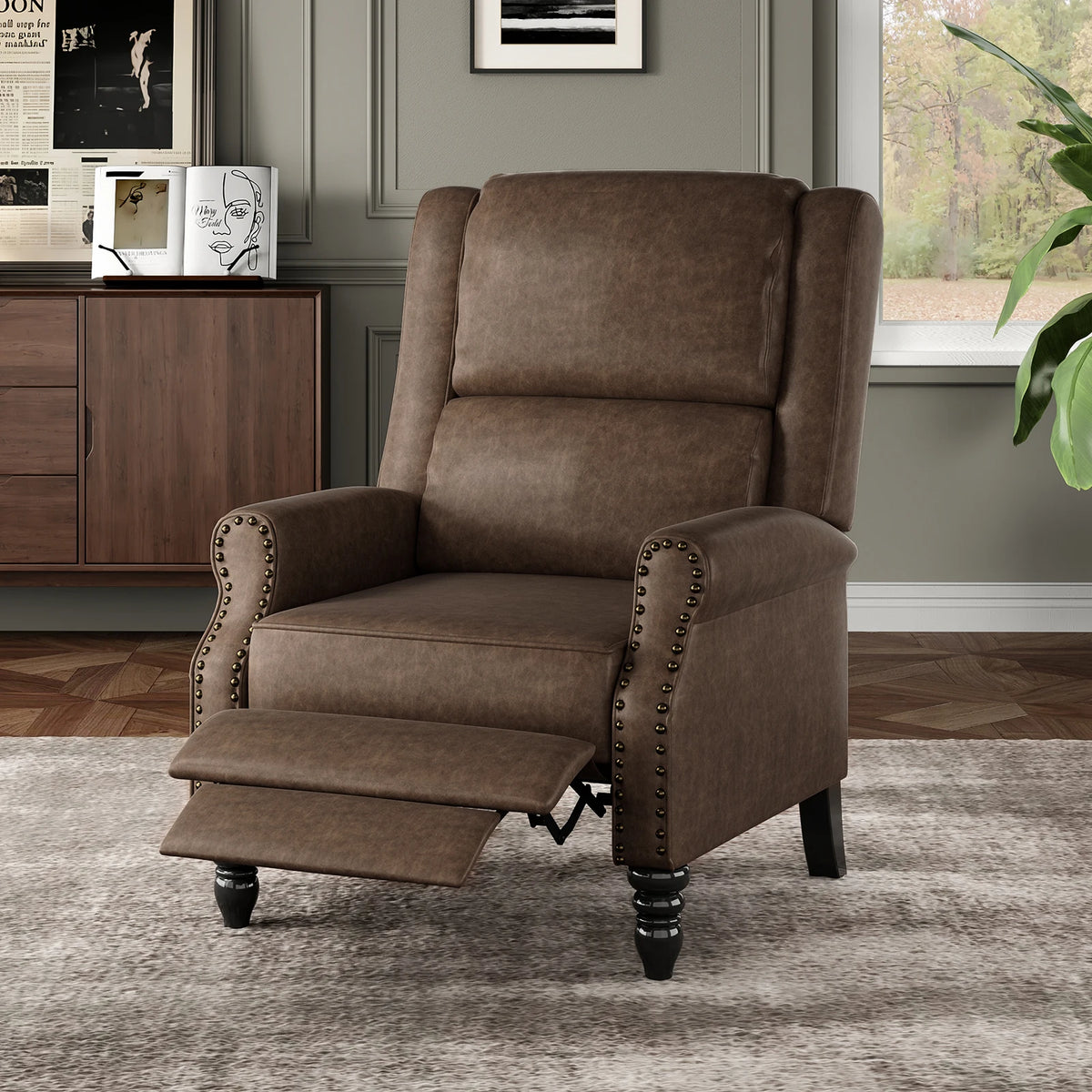 Modern Faux Leather Pushback Recliner Chair