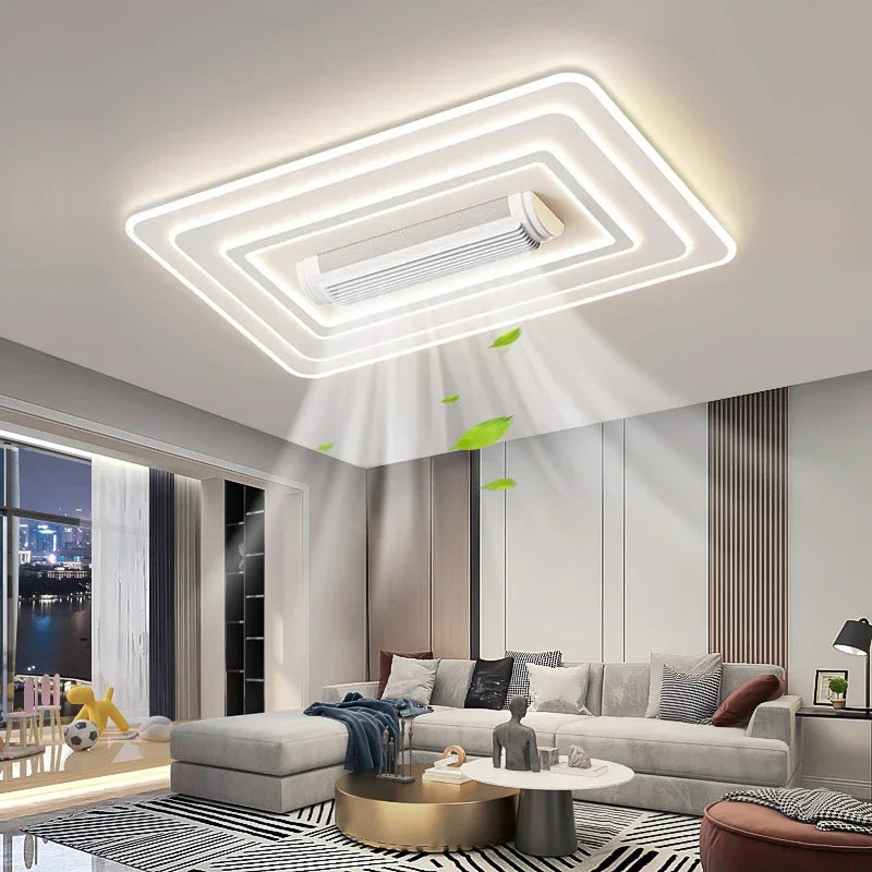 Bladeless White Smart LED Ceiling Fan Light