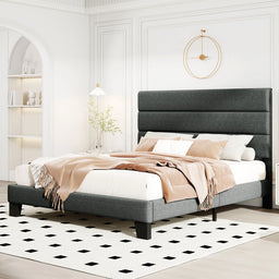 Linen Upholstered Platform Bed Frame