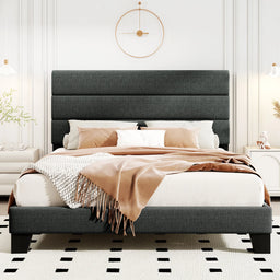 Linen Upholstered Platform Bed Frame