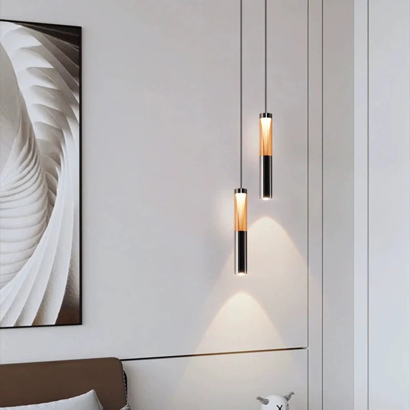 Round Tube Lifting Bedside Pendant Lamp