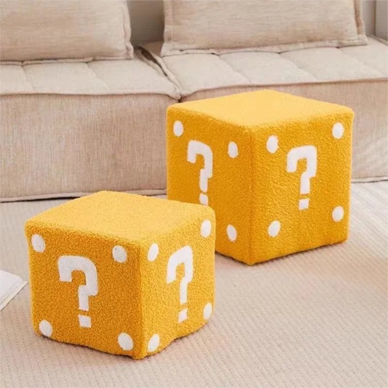 Wooden Dice Square Low Stool