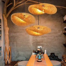 Hand-Woven Bamboo Rattan Pendant Light