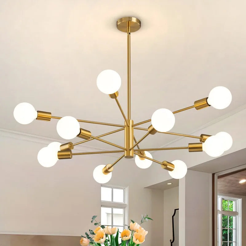 Modern Shadeless Chandelier, 6/8/10/12-Light